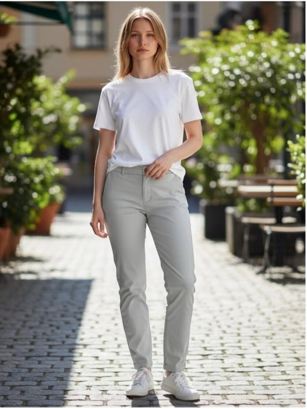 SPANX Supersmooth Chino Pants Womens XL Beige Stretch Twill Flat Front Straight